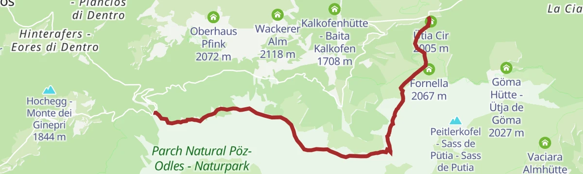 Route map: Da Russis fino al Passo delle Erbe